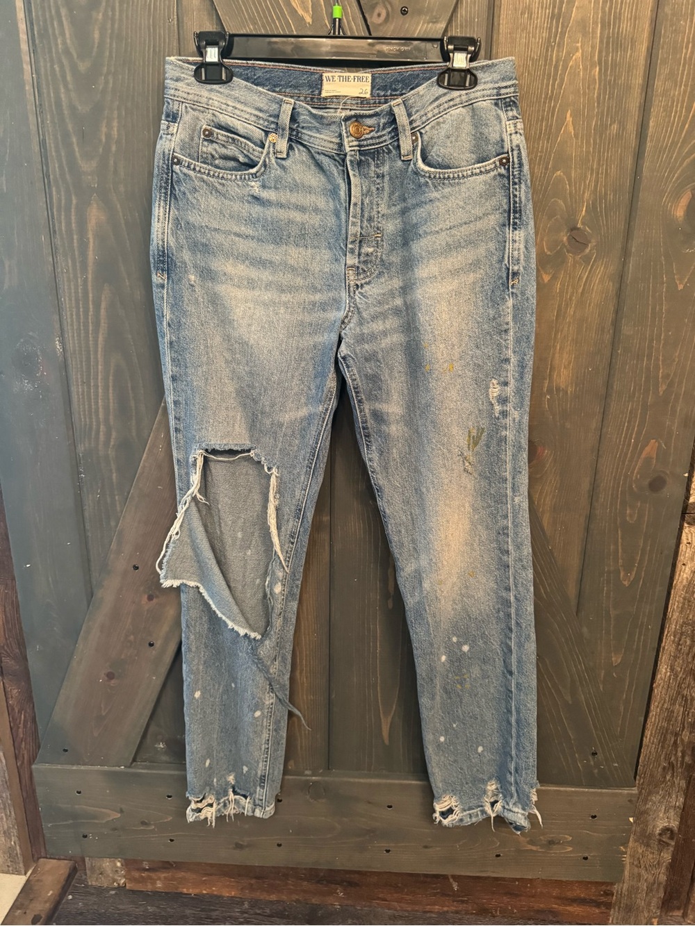 We The Free Distressed Light Blue Cropped Jeans